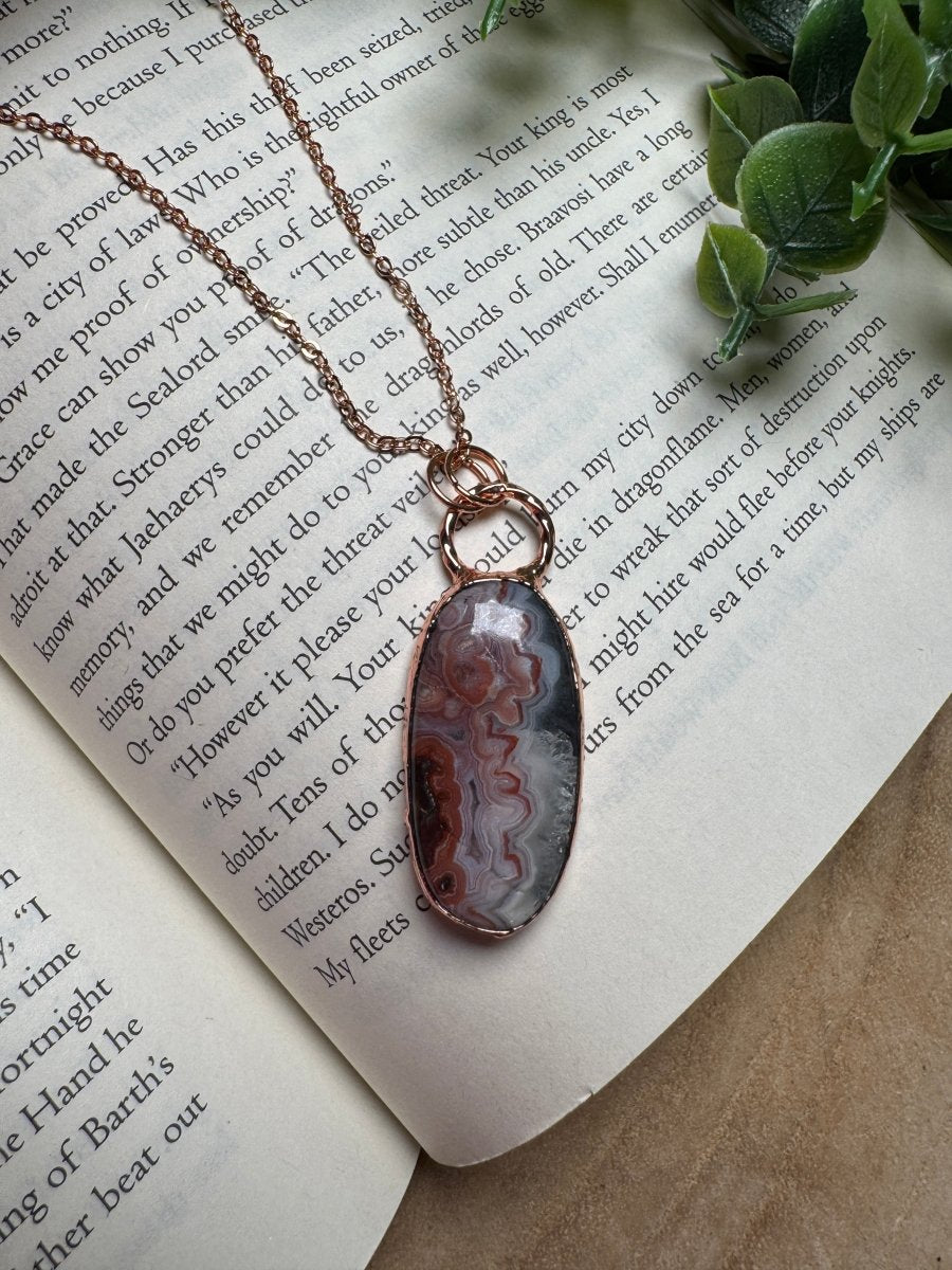 Crazy Lace Agate Necklace | Copper Ashes