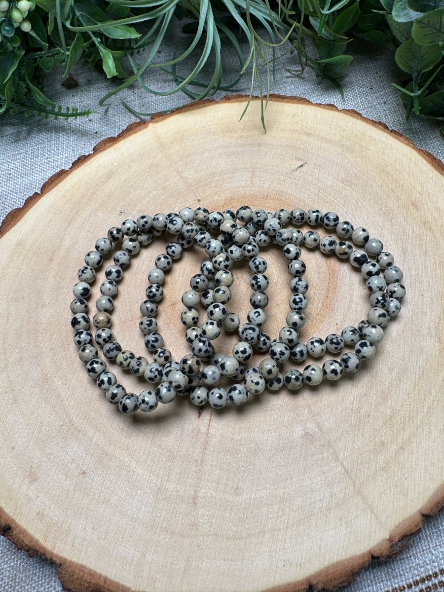 Dalmatian Jasper 6mm Beaded Bracelet | Copper Ashes