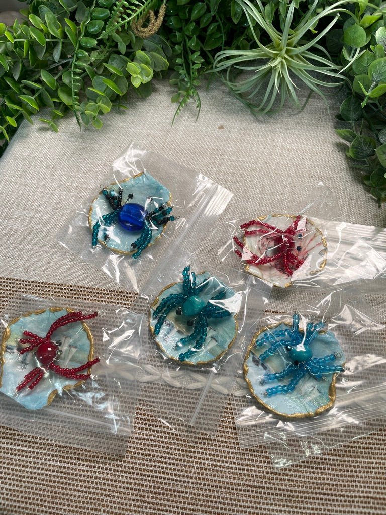 Decoupage Shell and Beaded Crab Set | Copper Ashes