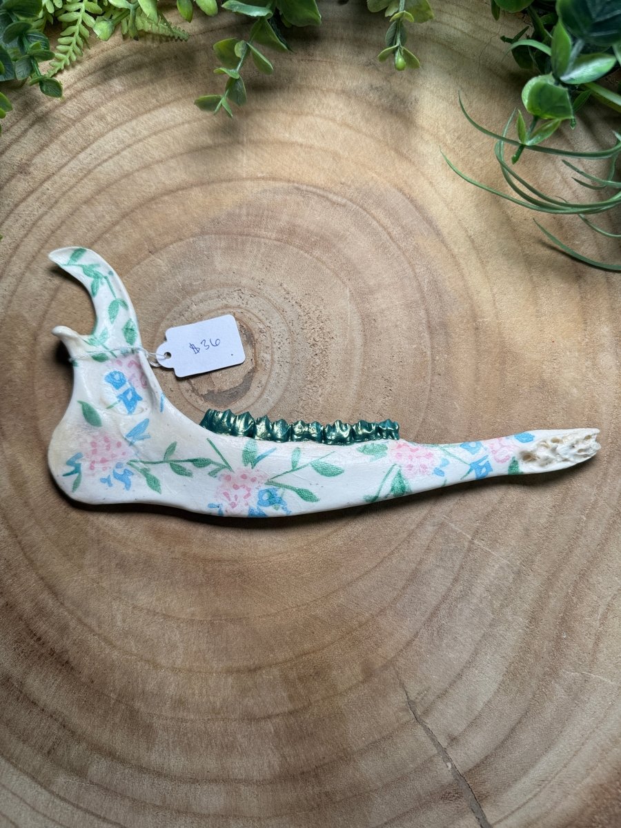 Deer Jawbone- Hand Decorated | Copper Ashes
