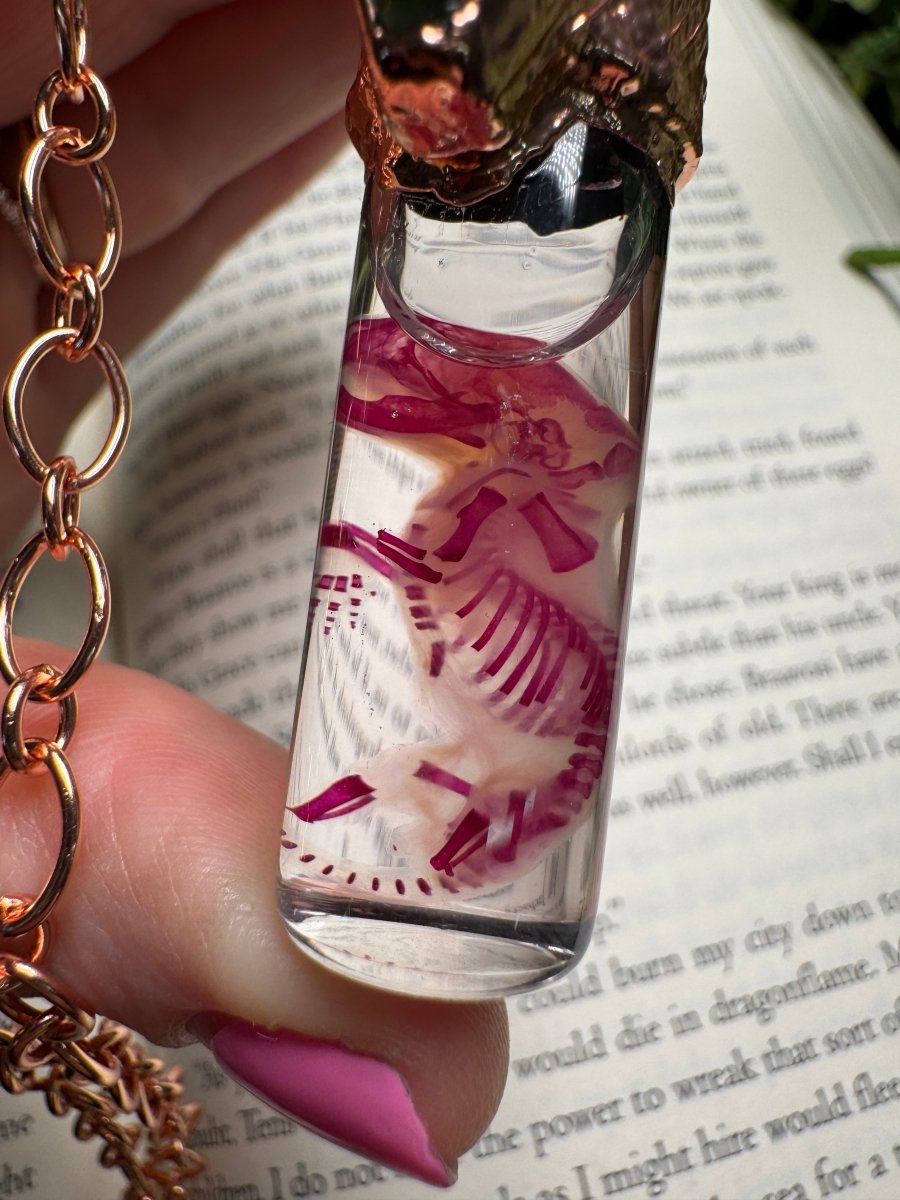 Diaphonized Pinkie Mouse and Labradorite Coffin Oddity Necklace | Copper Ashes