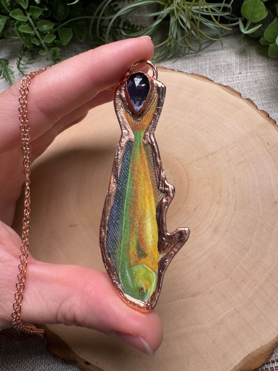 Dolphin and Amethyst Necklace | Copper Ashes