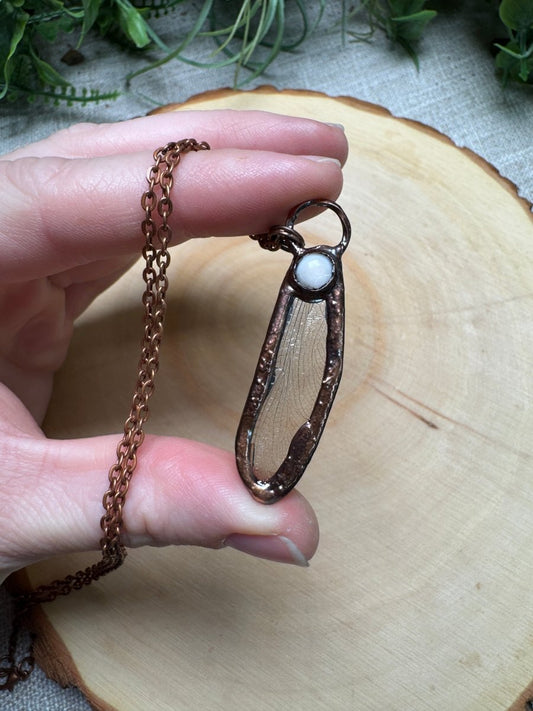 Dragonfly Wing and Shell Necklace | Copper Ashes