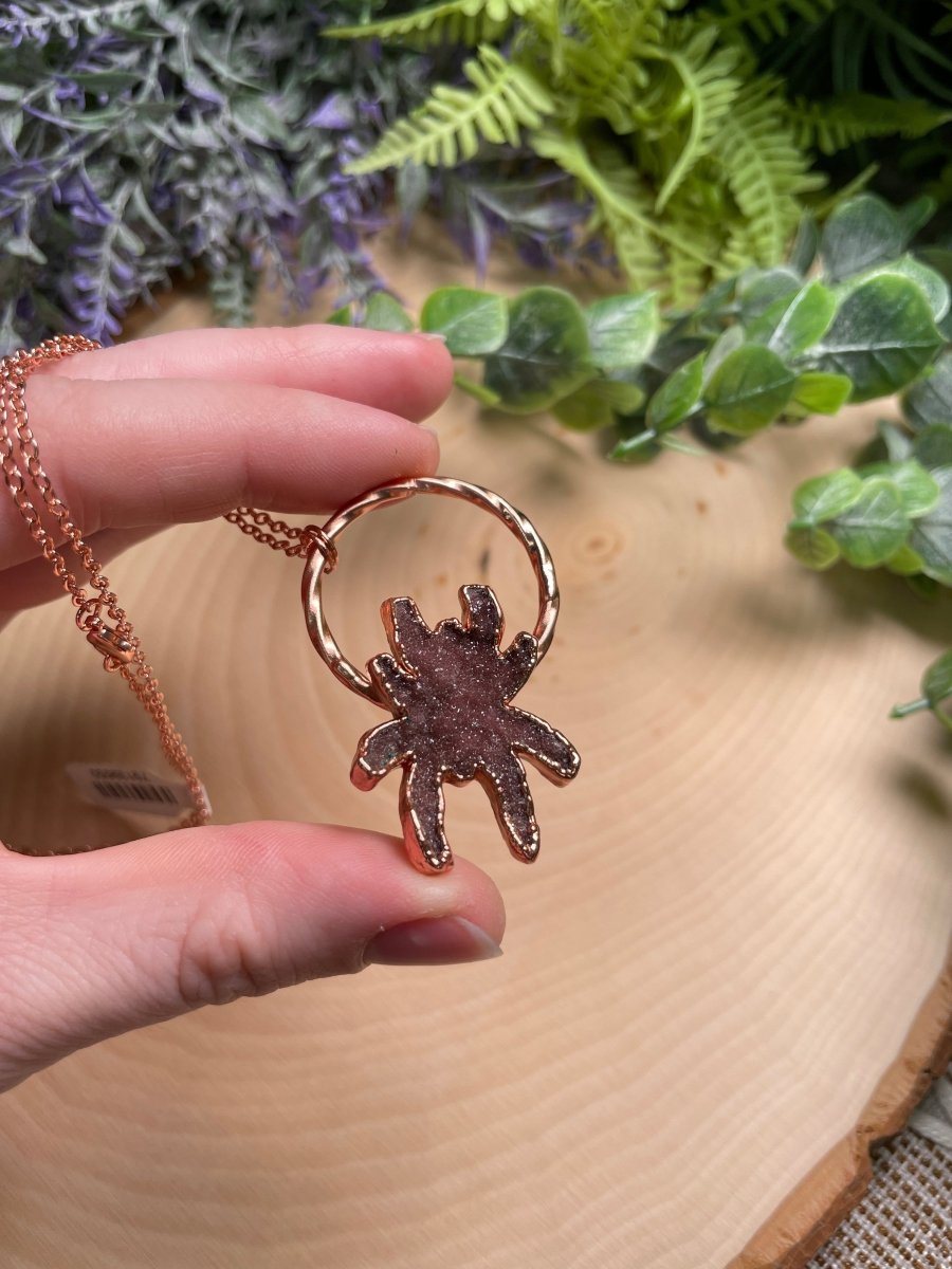 Druzy Amethyst Spider Necklace | Copper Ashes