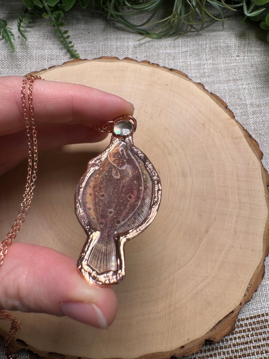 Flounder and Shell Necklace | Copper Ashes