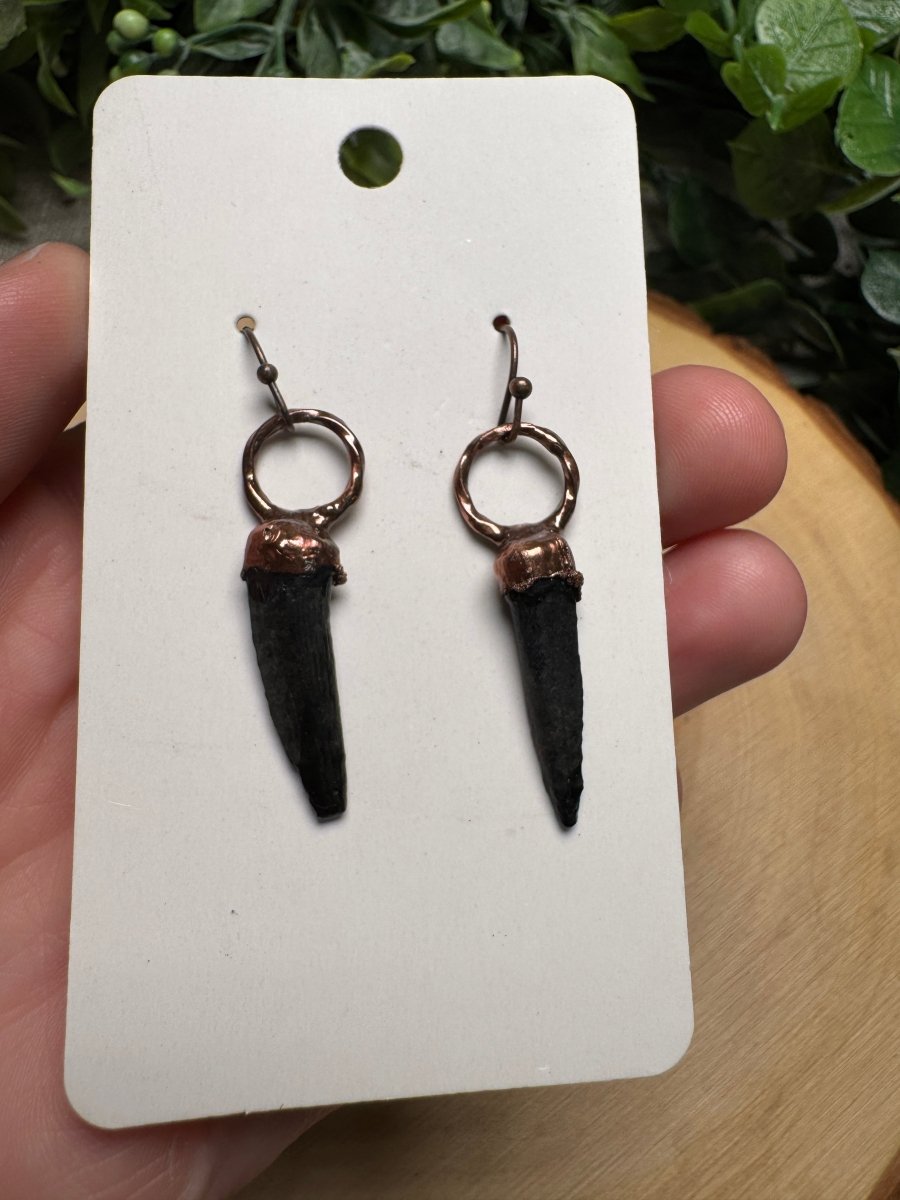 Fossilized Fish (Enchodus) Teeth Earrings | Copper Ashes