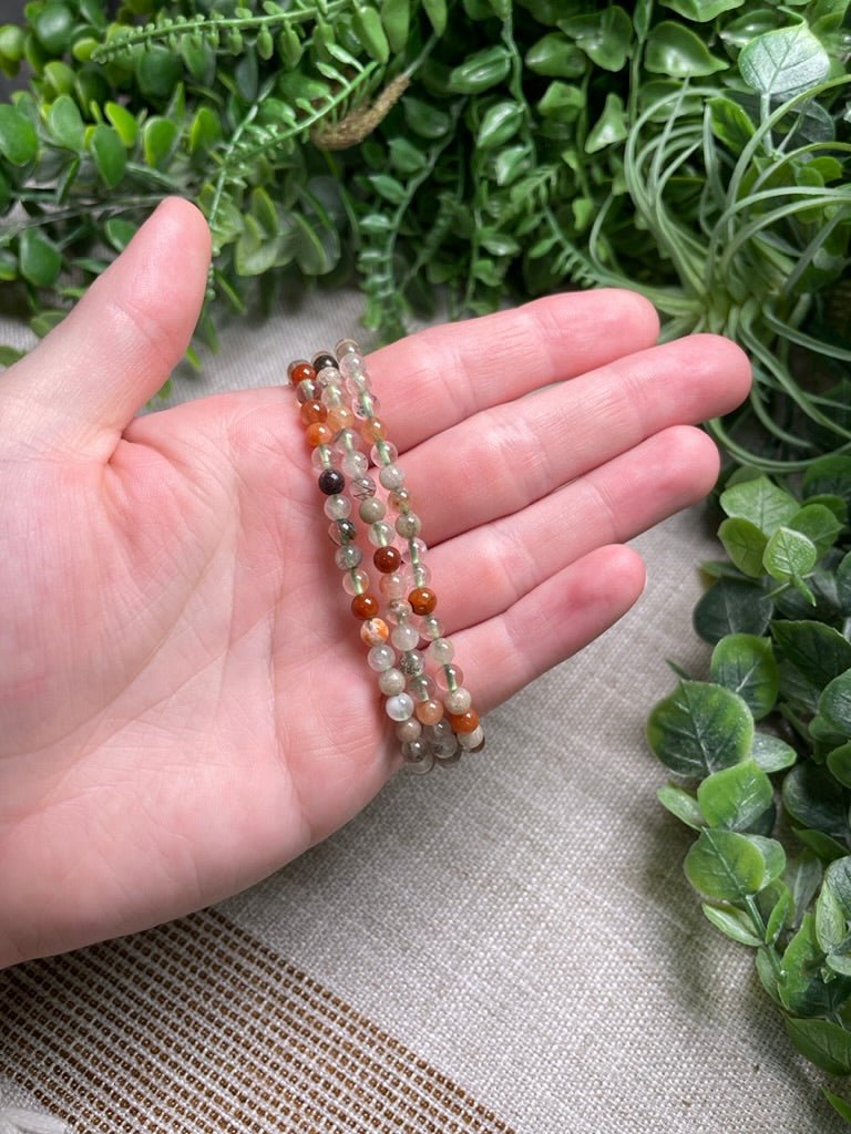 Garden Quartz 4mm Beaded Bracelet | Copper Ashes
