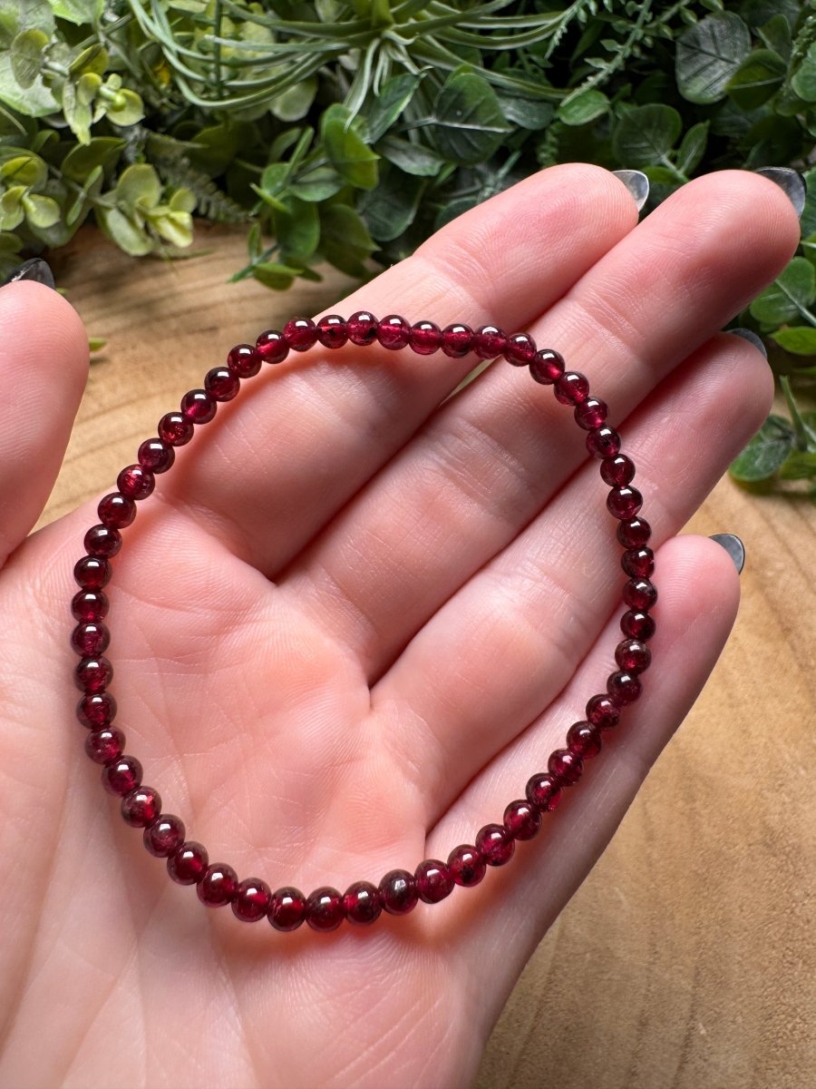 Garnet Beaded Bracelet with 4mm Beads | Copper Ashes