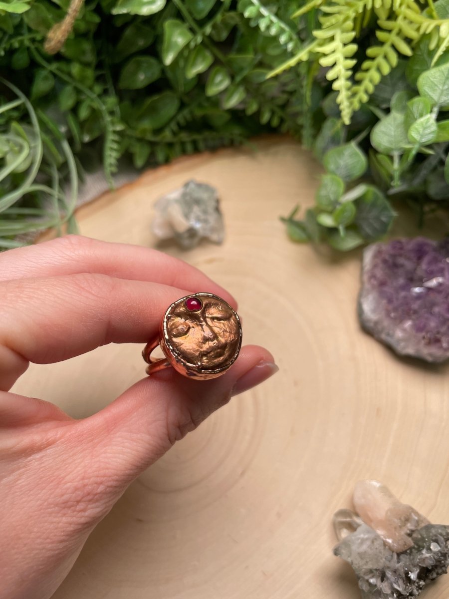 Garnet Goddess Ring Size 11 | Copper Ashes