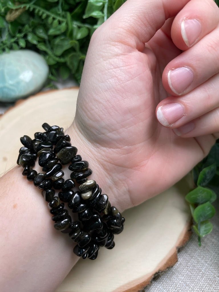 Gold Sheen Obsidian Chip Bracelet | Copper Ashes