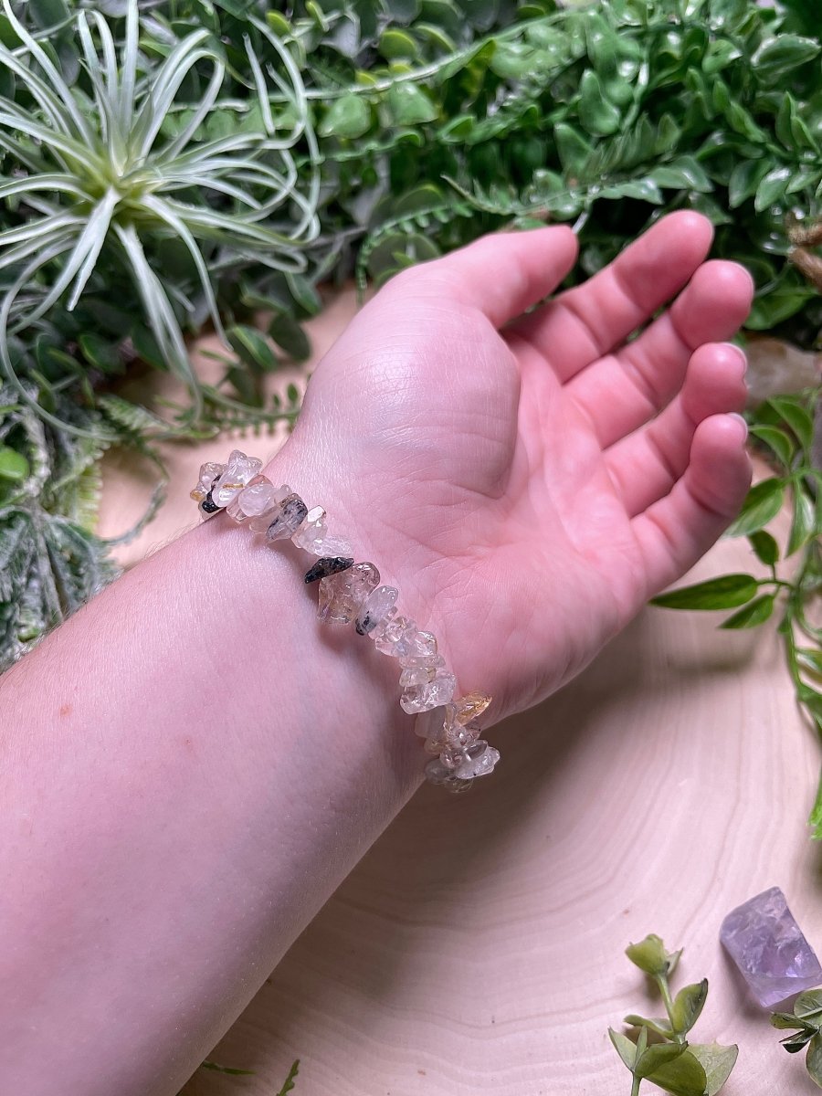 Golden Rutile Quartz Chip Bracelet | Copper Ashes
