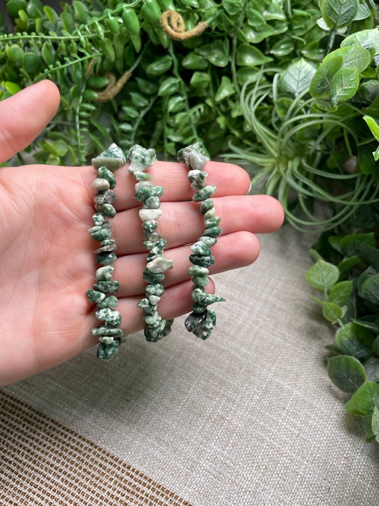 Green Speckled Jasper Chip Bracelet | Copper Ashes