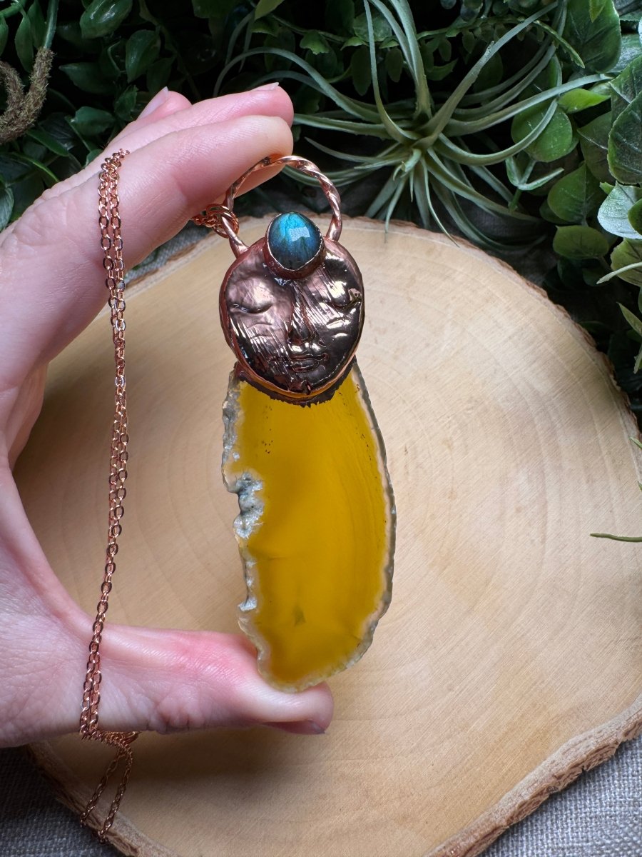 Hannah - Labradorite and Agate Goddess Necklace | Copper Ashes