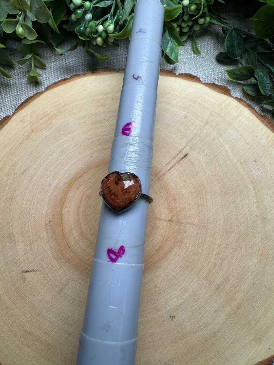 Jasper Heart Ring Size 7 | Copper Ashes