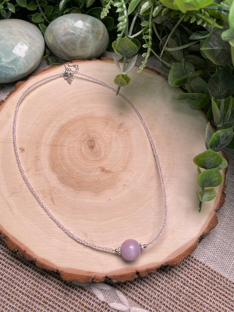 Kunzite and Clear Quartz Choker Necklace | Copper Ashes