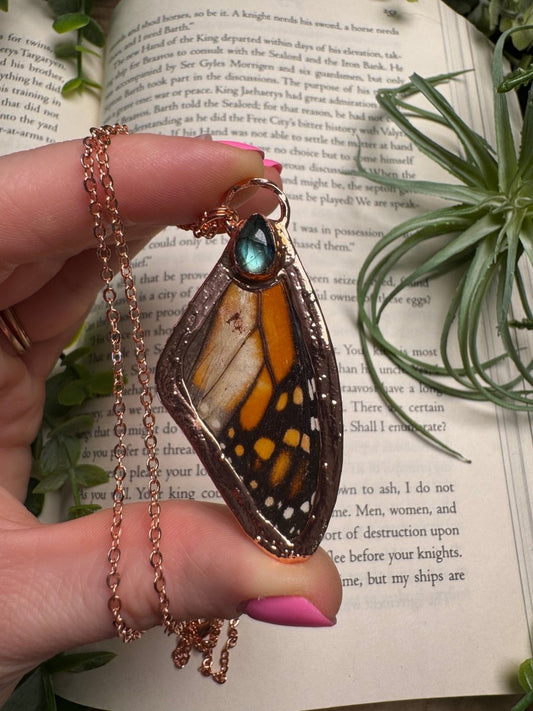 Labradorite and Butterfly Wing Necklace | Copper Ashes