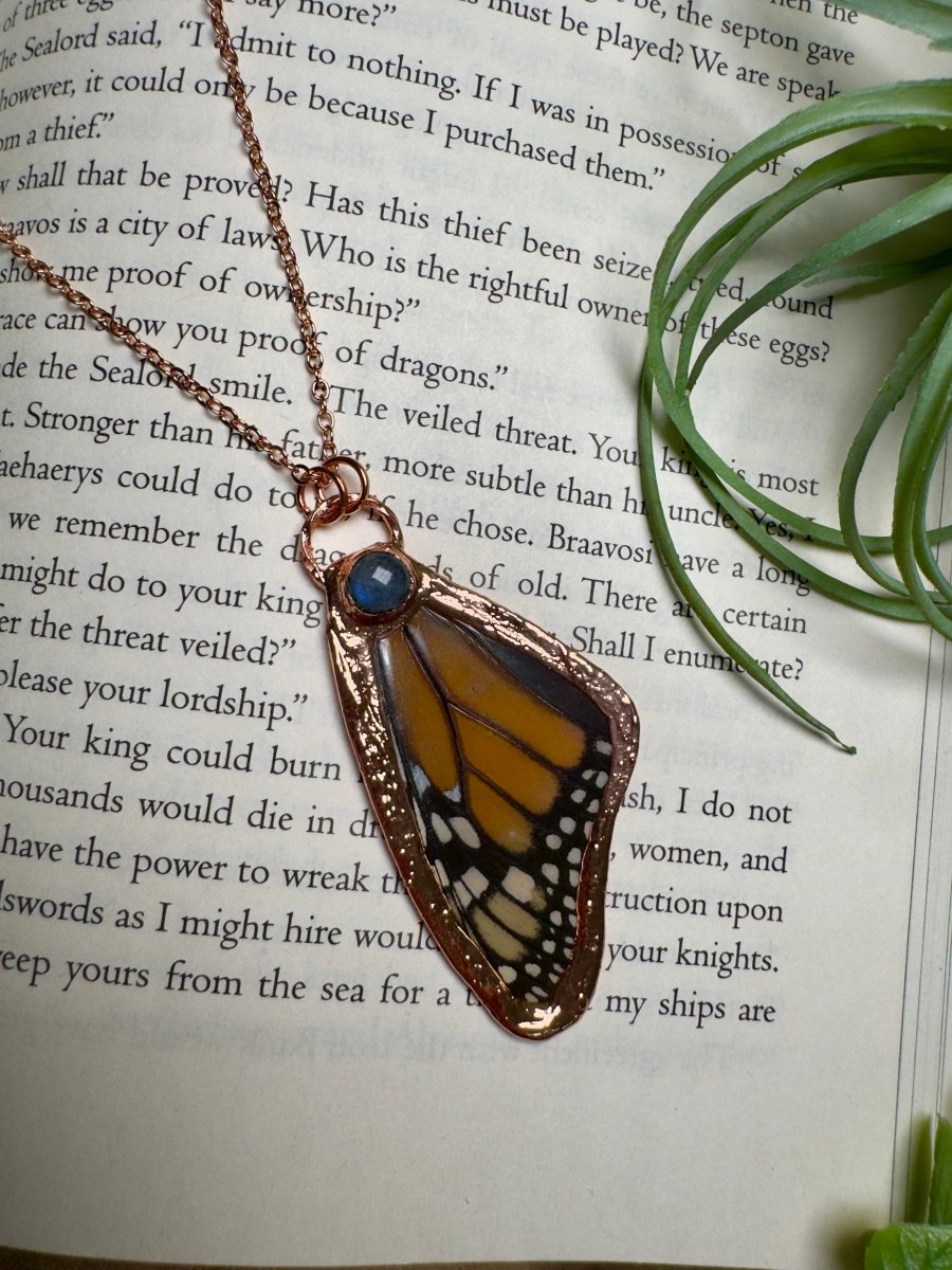 Labradorite and Butterfly Wing Necklace | Copper Ashes