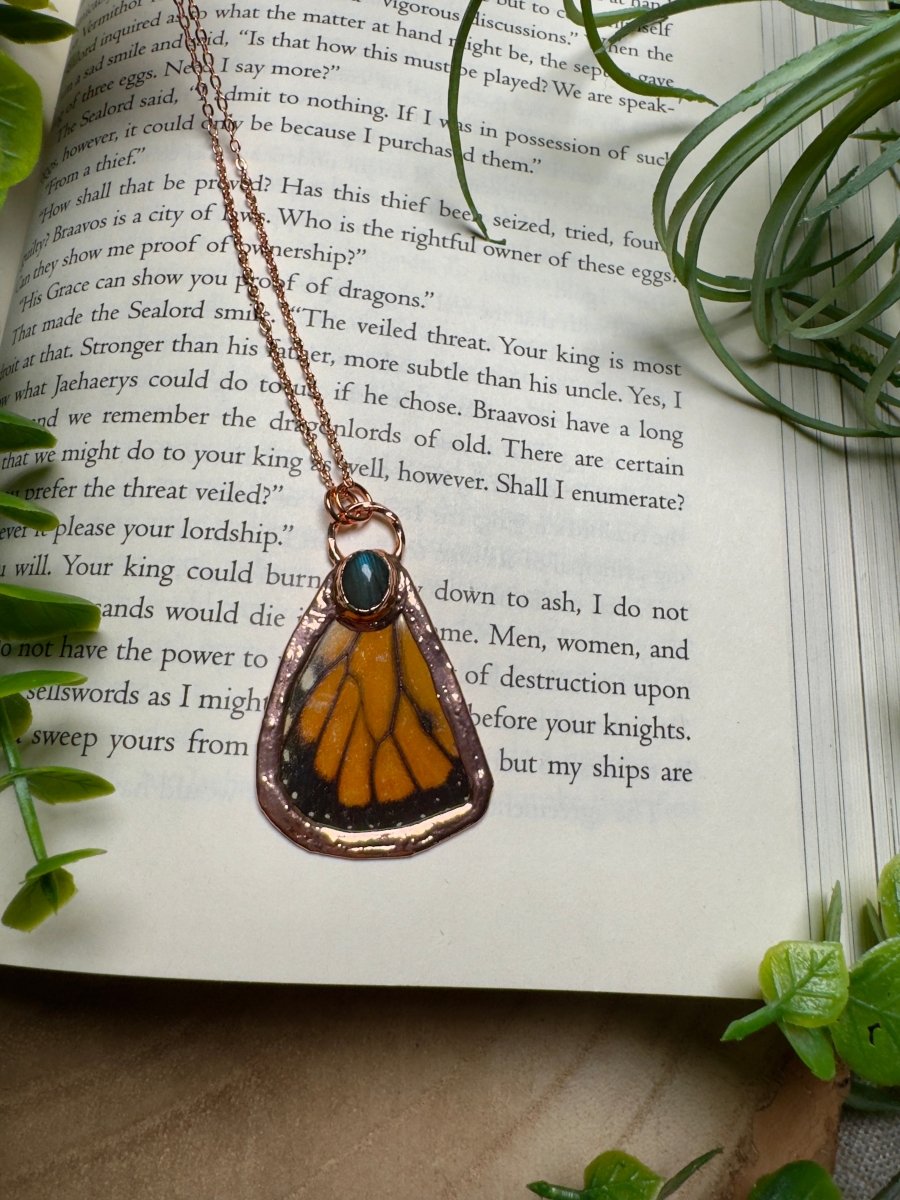 Labradorite and Butterfly Wing Necklace | Copper Ashes