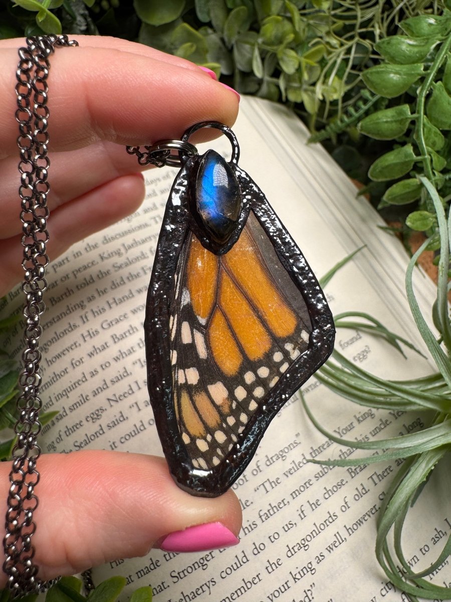 Labradorite and Butterfly Wing Necklace | Copper Ashes