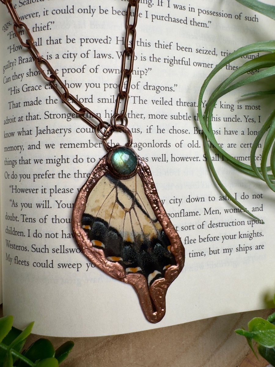 Labradorite and Butterfly Wing Necklace | Copper Ashes