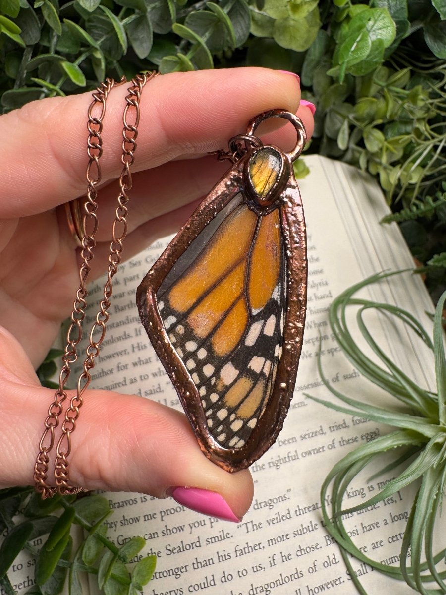 Labradorite and Butterfly Wing Necklace | Copper Ashes