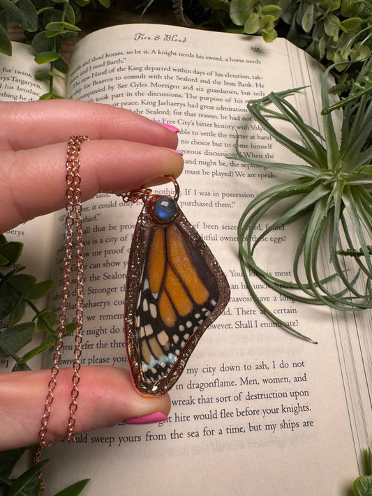 Labradorite and Butterfly Wing Necklace | Copper Ashes