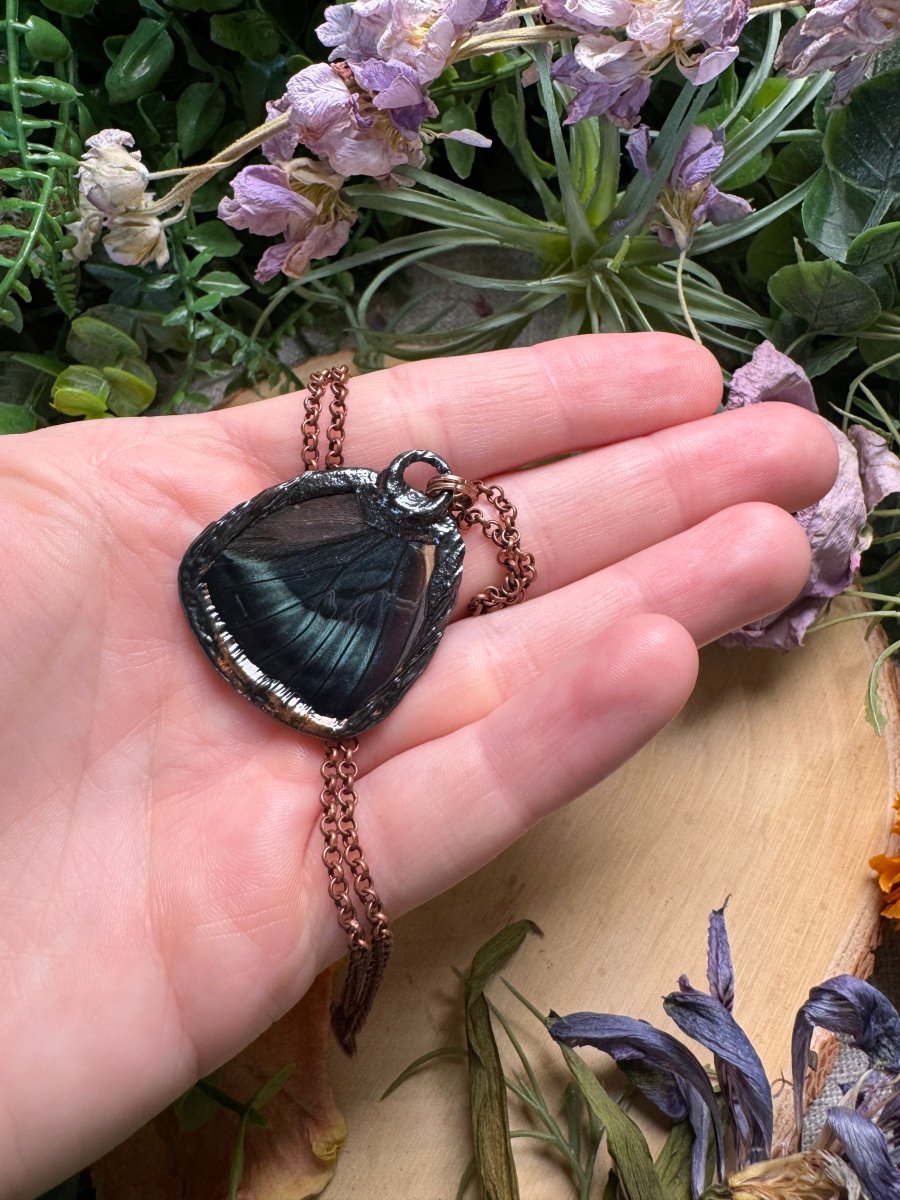 Labradorite and Butterfly Wing Necklace (reversible) | Copper Ashes