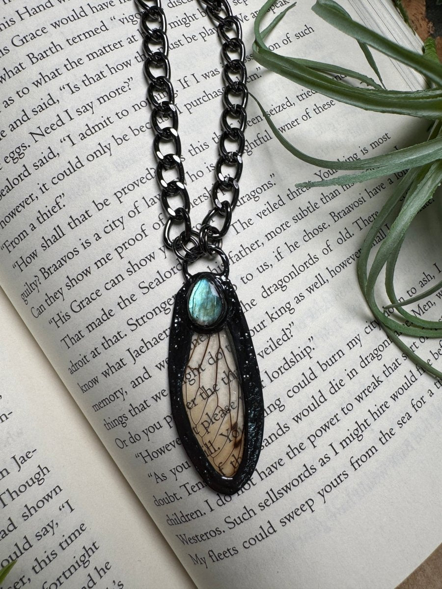 Labradorite and Cicada Wing Necklace | Copper Ashes