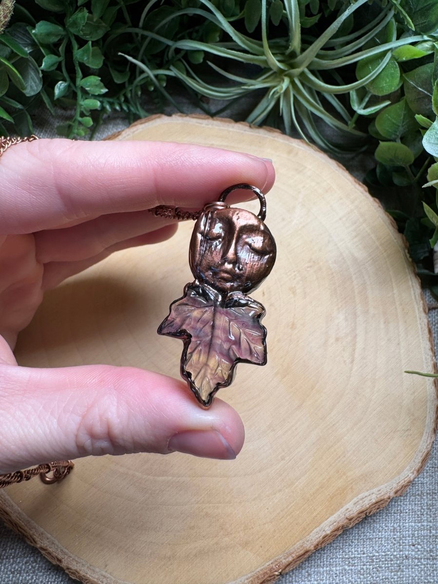 Lani - Fluorite Leaf Goddess Necklace | Copper Ashes
