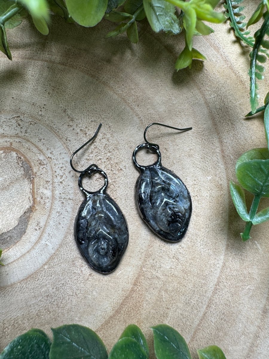 Larvikite Yoni Earrings | Copper Ashes