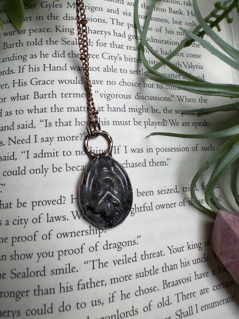 Larvikite Yoni Necklace | Copper Ashes