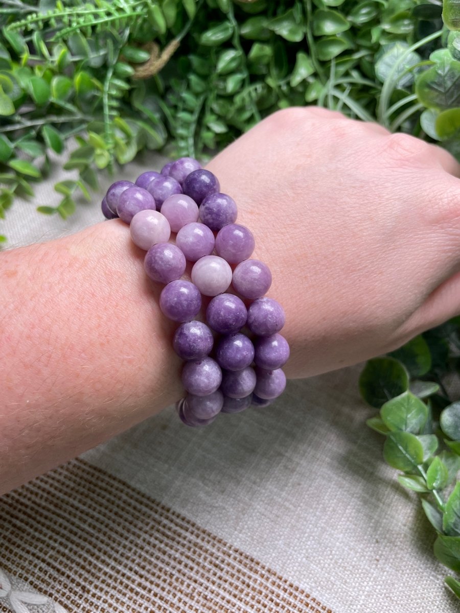 Lepidolite 10mm Beaded Bracelet | Copper Ashes