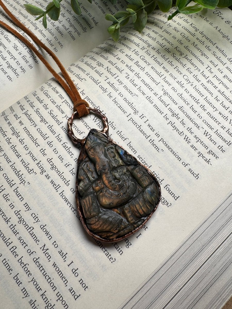 Lord Ganesh Labradorite Necklace | Copper Ashes