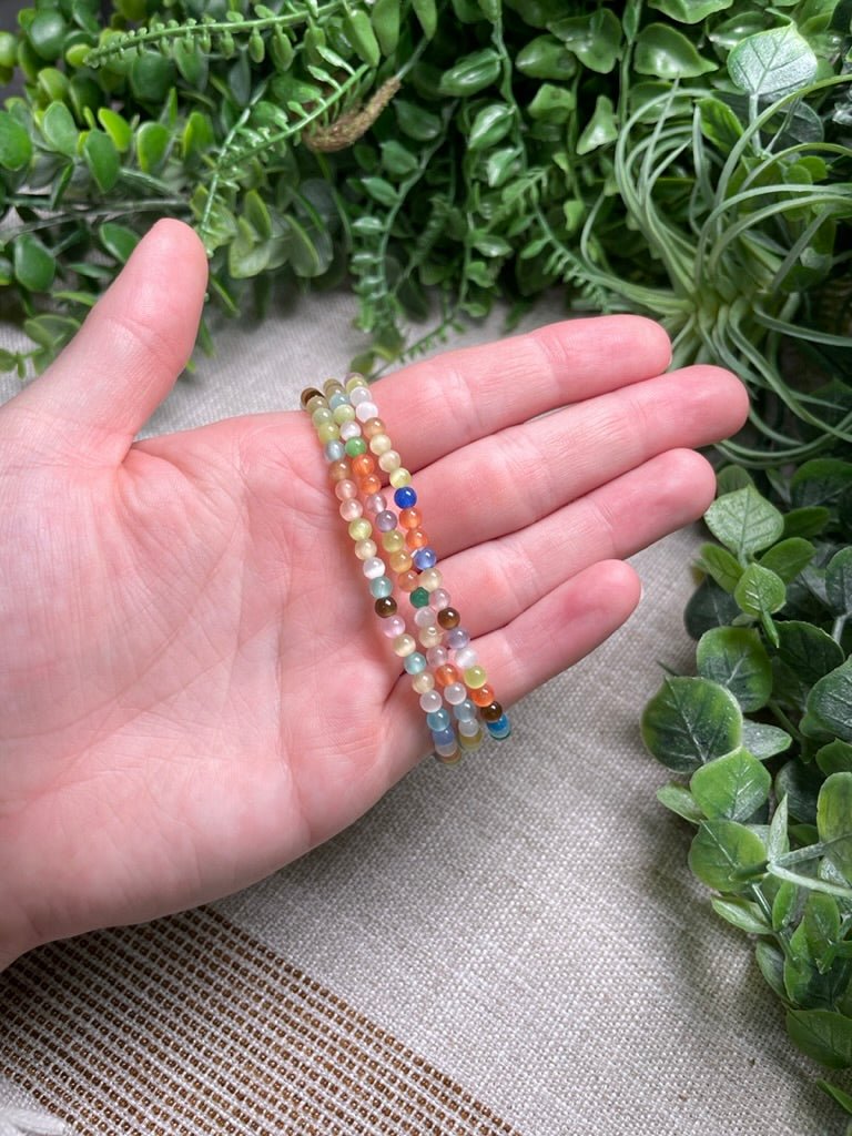 Mixed Cat Eye 4mm Beaded Bracelet | Copper Ashes