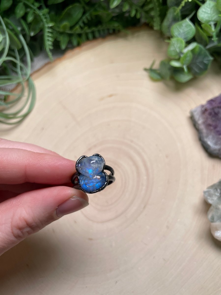 Moonstone Fox Ring Size 6 | Copper Ashes