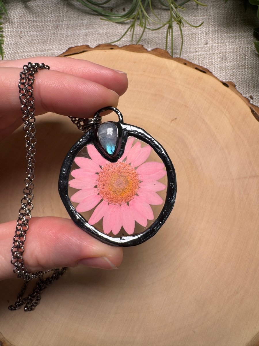 Moonwillow - Moonstone and Flower Necklace | Copper Ashes