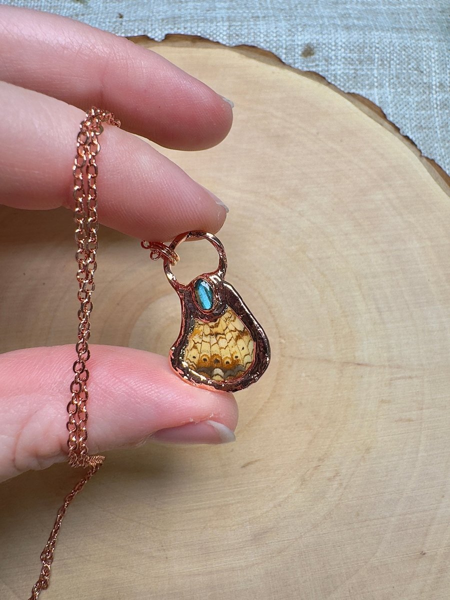 Moth Wing and Labradorite Necklace | Copper Ashes