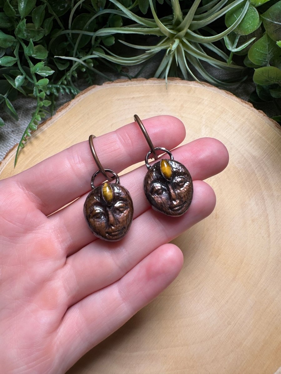 Naomi - Tigers Eye Goddess Earrings | Copper Ashes