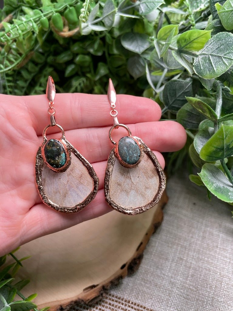 Natural Turquoise Butterfly Wing Earrings | Copper Ashes