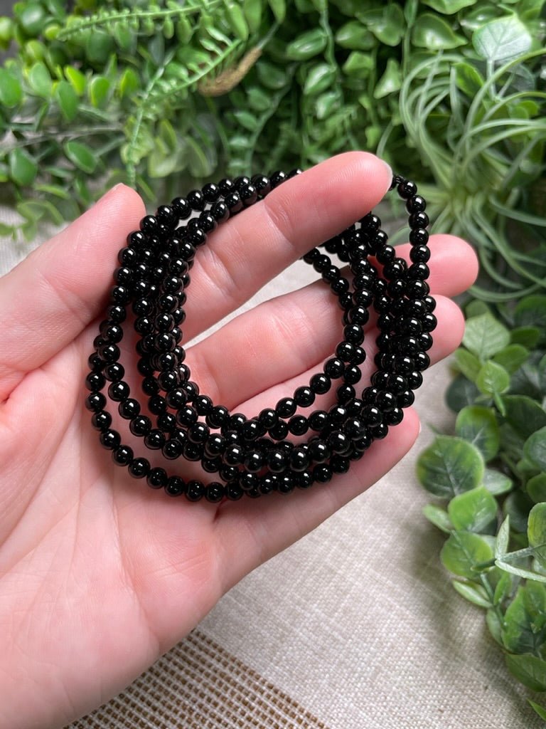 Obsidian 4mm Beaded Bracelet | Copper Ashes