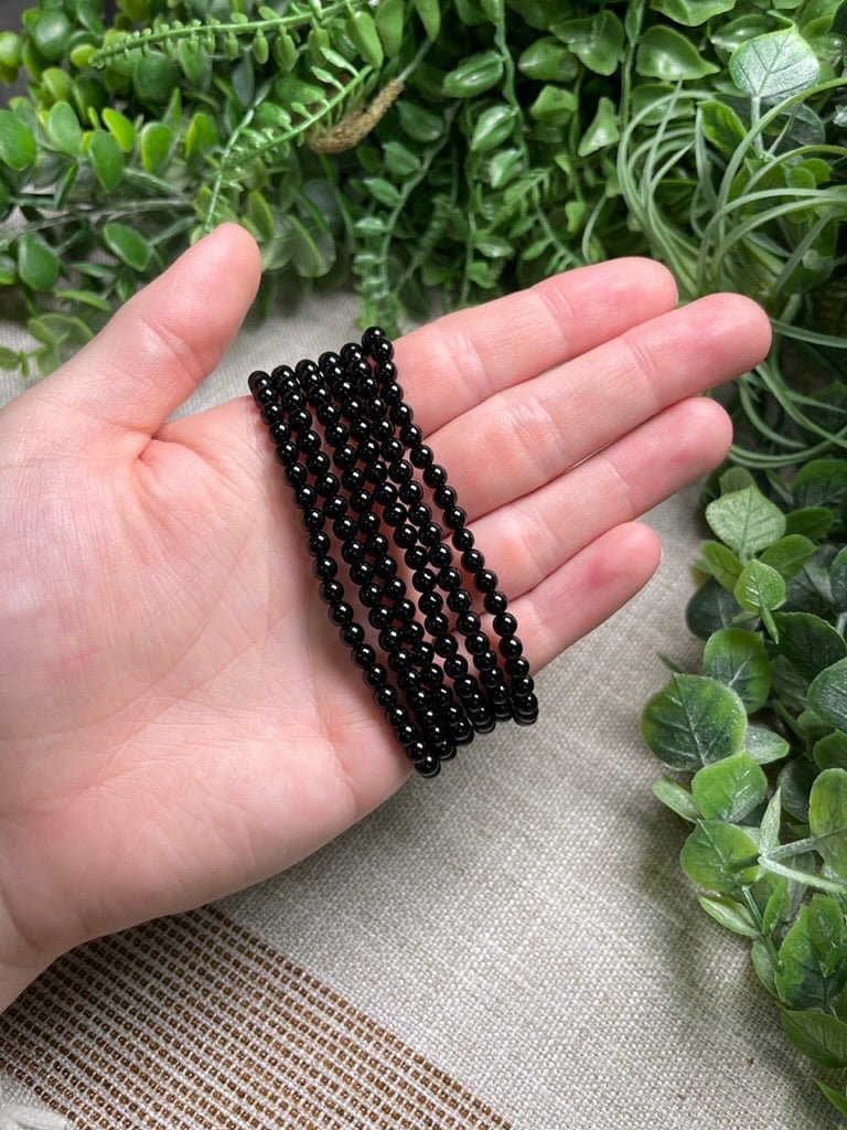 Obsidian 4mm Beaded Bracelet | Copper Ashes