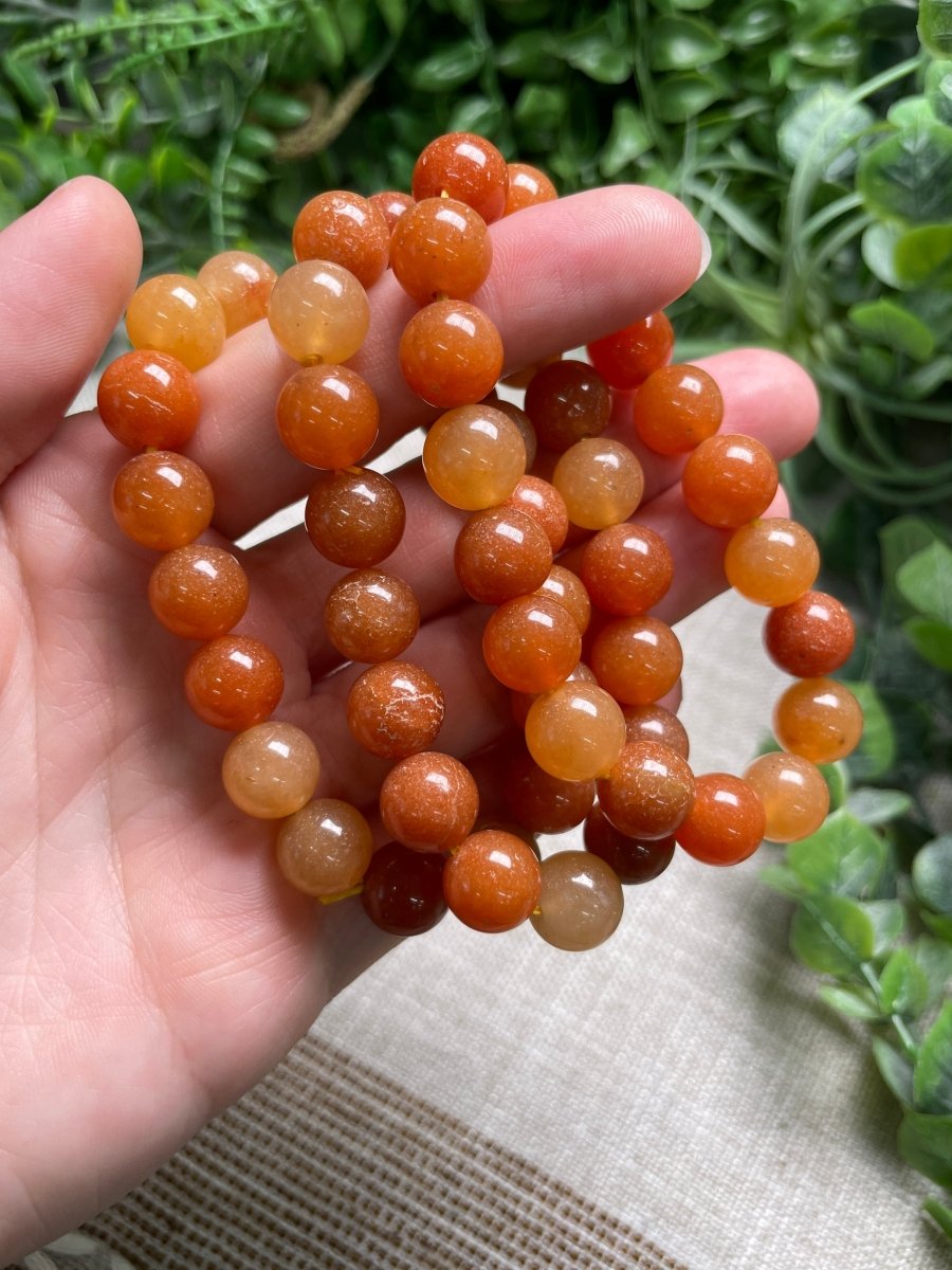 Orange Aventurine 10mm Beaded Bracelet | Copper Ashes
