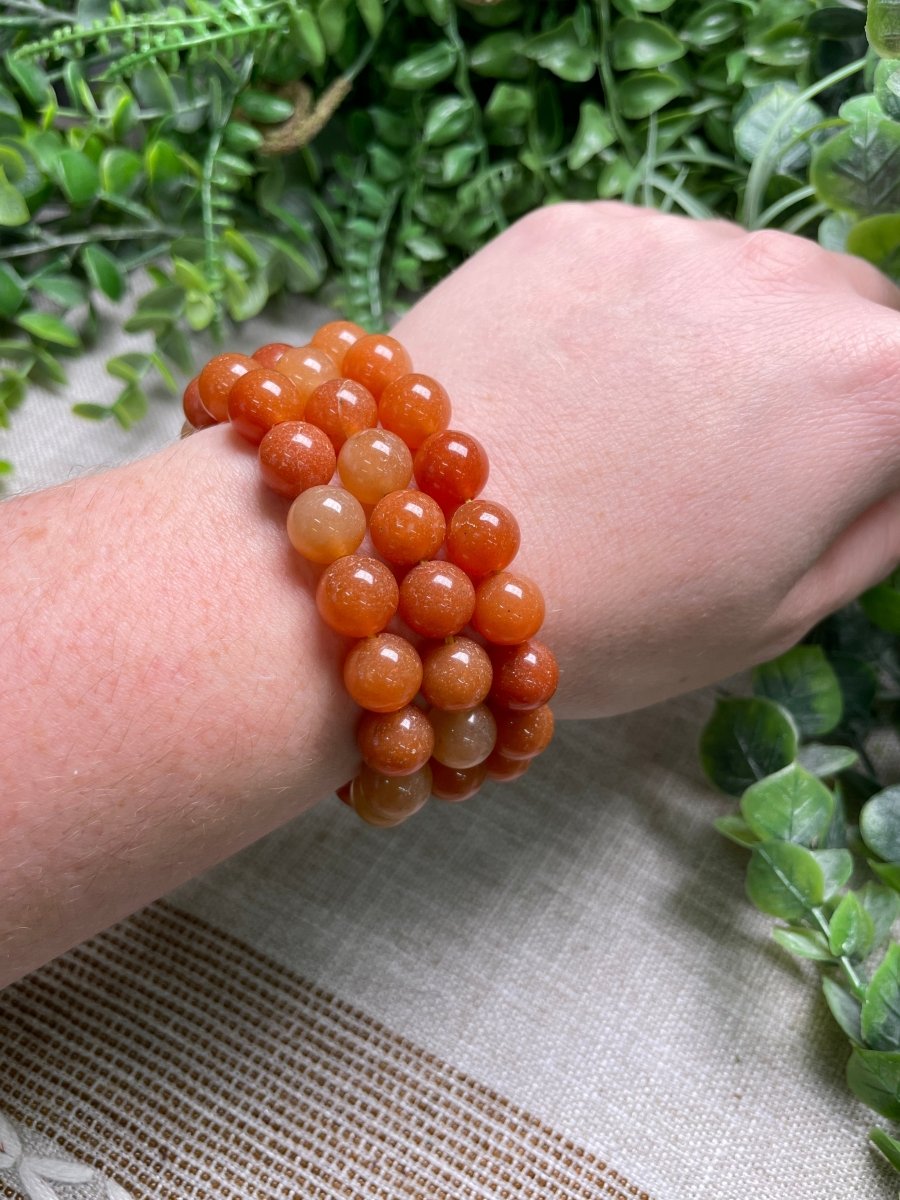 Orange Aventurine 10mm Beaded Bracelet | Copper Ashes