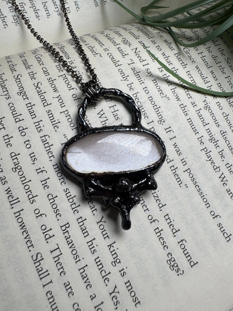 Peach Moonstone and Bone Necklace | Copper Ashes