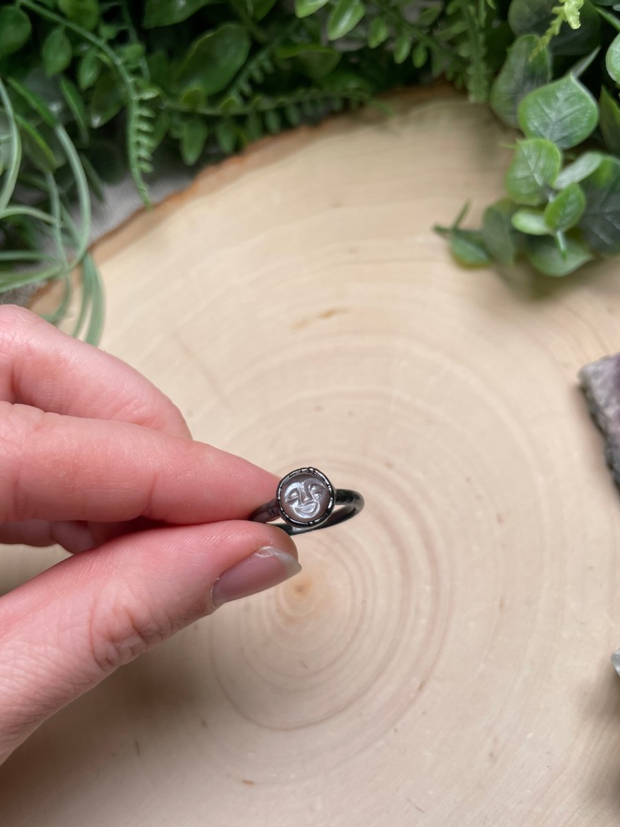 Peach Moonstone Goddess Ring Size 5 | Copper Ashes