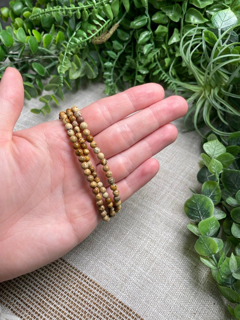 Picture Jasper 4mm Beaded Bracelet | Copper Ashes