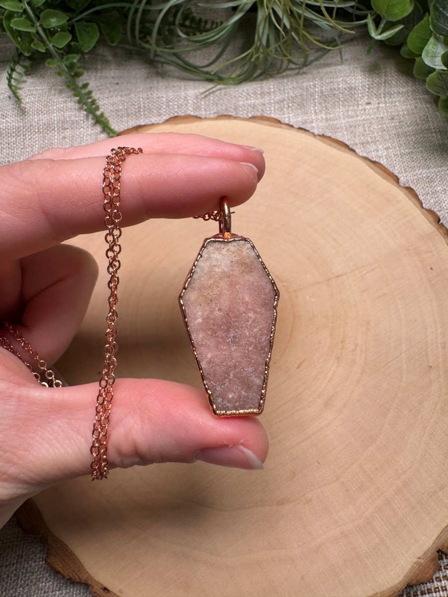 Pink Amethyst Coffin Necklace | Copper Ashes