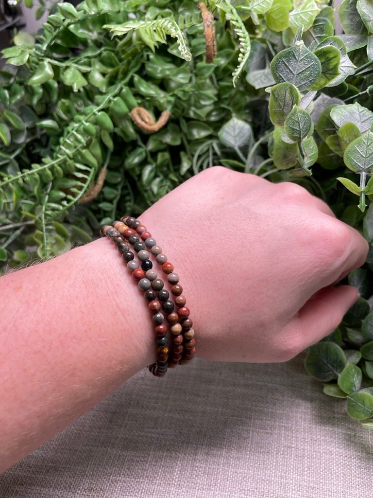 Polychrome Jasper 4mm Beaded Bracelet | Copper Ashes