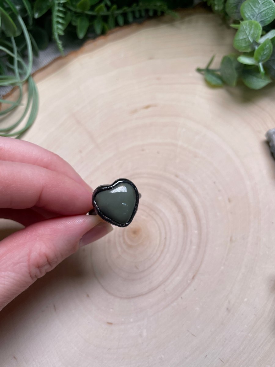 Polychrome Jasper Heart Ring Size 7.5 | Copper Ashes
