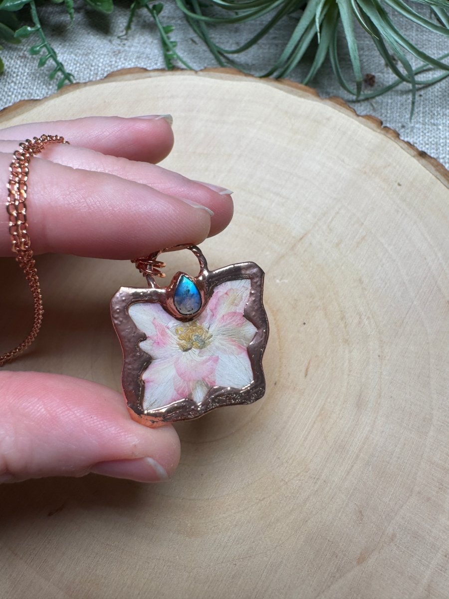 Poppyseed - Moonstone and Flower Necklace | Copper Ashes